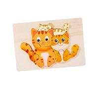 F Fityle Wooden Animal Puzzles Early Leaning Education Toy Cognition Intelligence Puzzle Shape Puzzle for Preschool Toddlers Girls Boy Children, Cat