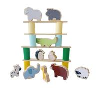 F Fityle Wooden Blocks Set Balance Game Learning Kids Build Create Stack School Classroom Supplies Preschool Color Shape Sorting Toys