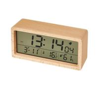F Fityle Wooden Digital Clock With Alarm Date Temperature Humidity Readout Compact Rectangular Shape Sleek Modern Aesthetic Cordless Tabletop Suitable For Nightstand Desk Shelf, style to 2
