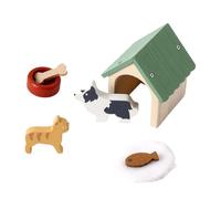 F Fityle Wooden Dollhouse Pet Accessories Educational Toy, Sand Table Portable Miniature Pet Animals Play Set for Kids Ages 3+
