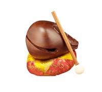 F Fityle Wooden Fish Percussion Instrument, Mokugyo with Mallet and Mat, Drum Meditation Percussion Instrument for Tabletop Yoga, 5inch