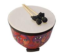 F Fityle Wooden Ground Drum with 2 Drumsticks Educational Percussion Instrument for Children, 8"