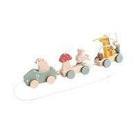 F Fityle Wooden Pull Along Train,Creative Hands on Ability Early Learning Educational Pull Toy for 1 2 3 4 Years Old Kids Boys Girls, Animal