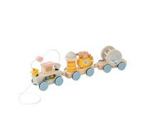 F Fityle Wooden Pull Along Train,Creative Hands on Ability Early Learning Educational Pull Toy for 1 2 3 4 Years Old Kids Boys Girls, Sea