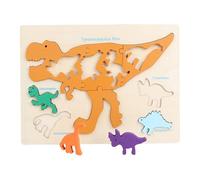 F Fityle Wooden Puzzles Learning Toys Hand Eye Coordination Birthday Matching Board Educational Toys Ages 3+ Boys Girls, Dinosaur