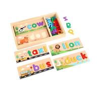 F Fityle Wooden Spell Learning Toys Parent Child Phonics Game with Storage Box Match Letter Spelling Game for Kids Preschool Children