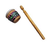 F Fityle Wooden Vintage Small Percussion Instrument Handmade Wood Toy Rotating Drum Decoration Collections Rattle Drum Indonesian Drum Fun Gifts, Style B