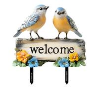 F Fityle Yard Stake Welcome Birds Yard Sign PVC Pathway Decor Ornament Double Sided Pattern Lawn Sign for Backyard Lawn Decoration