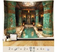 F-FUN SOUL Egyptian Temple Tapestry Ancient Mysterious Hieroglyphic Wall Hanging Tapestry for Home Living Room Bedroom Dorm Decor 80x60 inches GTOKFS0699