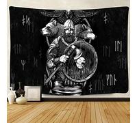 F-FUN SOUL Vikings Tapestry for Men Norse Warriors 80x60inches Viking Decor Brave Nordic Pirate Wolf Eagle Wall Hanging Tapestries for Living Room Bedroom Decor GTLSFS10