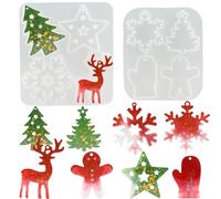 F FYJS Christmas Ornament Resin Molds, Resin Ornament Silicone Molds, Glossy Ornament Molds for Epoxy Resin,Keychains,Tree Decorations