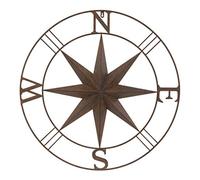 F&G Supplies 74cm Rust coloured Round Compass Wall Art Plaque Screen - delightful Artwork for Indoors or Outdoors