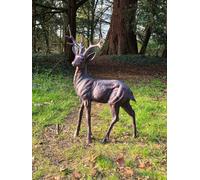 F&G Supplies 92cm tall Large stunning Standing Stag Deer Garden or home ornament cast from Aluminium with lovely patina!
