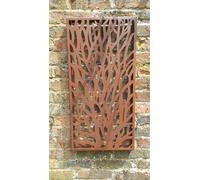 F&G Supplies Tree Garden Wall Plaque Screen Made from Steel with Rust Finish - 780mm x 400mm