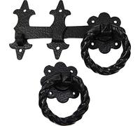 F&H™ 7" Inch Twisted Ring Gate Latch Door Catch Traditional Reproduction Antique Black - Premium UK Quality