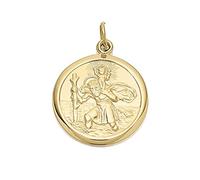 F. Hinds 9ct Gold Double Sided St. Christopher Medallion - 18mm Mens Pendant Jewellery