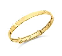 F.Hinds Childrens 9ct Gold Plain Expanding Baby Bangle Expands up to 2"/5cm