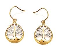 F.Hinds Womens Jewellery 9ct Two Colour Gold Oval Eternal Tree Earrings - 30mm