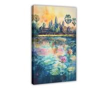 F I N U C B Angkor Wat Watercolor Poster Cambodia Travel Print Temple Wall Art Angkor Wat Decor Ancient Ruins Landscape Southeast Asia Scene Print Canvas Deco Pri