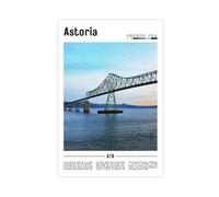 F I N U C B Astoria Oregon USA Poster - Columbia River Maritime & Historic Downtown Art Print, Pacific Northwest Coastal Wall Decor for Office & Home Unframe 12x1