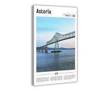 F I N U C B Astoria Oregon USA Poster - Columbia River Maritime & Historic Downtown Art Print, Pacific Northwest Coastal Wall Decor for Office & Home Frame 16x24i
