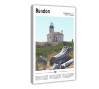 F I N U C B Bandon Oregon USA Seaside Poster - Pacific Northwest Coastal Landscape with Rock Formations Art Print, Ocean View Wall Decor for Living Room Frame 20x