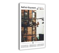 F I N U C B Bedford-Stuyvesant Brooklyn NYC Art Print - Historic Brownstone Architecture & Street Life Poster, Urban Neighborhood Wall Decor for Living Room Frame