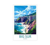 F I N U C B Big Sur Travel Poster California Wall Art Coastal Cliff Print Pacific View Illustration Highway One Decor Big Sur Gift Souvenir Scene Canvas Deco Prin