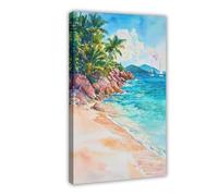 F I N U C B British Virgin Islands Watercolor Poster BVI Travel Print Caribbean Wall Art Island Decor BVI Beach Scene Tropical Coast Landscape Print Canvas Deco P