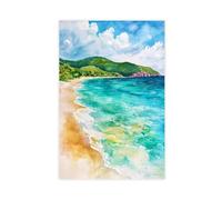 F I N U C B British Virgin Islands Watercolor Poster Wall Art British Virgin Islands Wall Hanging Home Décor Gift Art Lovers Canvas Deco Prints Unframe 20x30inch
