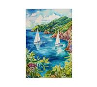 F I N U C B British Virgin Islands Watercolor Poster Wall Art British Virgin Islands Wall Hanging Home Décor Gift Art Lovers Canvas Deco Prints Unframe 16x24inch
