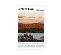 F I N U C B Carters Lake Georgia USA Canvas Print - Blue Ridge Mountain Reservoir & Forest Landscape, Peaceful Lake Wall Art for Cabin & Living Room Unframe 16x24