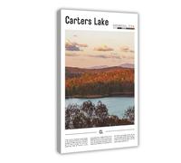 F I N U C B Carters Lake Georgia USA Canvas Print - Blue Ridge Mountain Reservoir & Forest Landscape, Peaceful Lake Wall Art for Cabin & Living Room Frame 12x18in