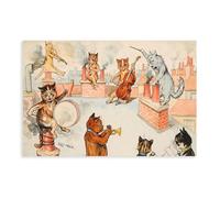 F I N U C B Cat Orchestra by Louis Wain Prints Posters Canvas Deco Paintings Wall Art For Office Living Room Unframe 12" L X 18" W