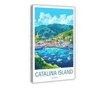F I N U C B Catalina Island Travel Poster California Wall Art Coastal View Print Harbor Scene Illustration Island Decor Catalina Gift Souvenir Canvas Deco Prints
