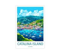 F I N U C B Catalina Island Travel Poster California Wall Art Coastal View Print Harbor Scene Illustration Island Decor Catalina Gift Souvenir Canvas Deco Prints