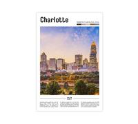 F I N U C B Charlotte North Carolina USA Canvas Print - Queen City Skyline & Modern Southern Metropolis, Financial Hub Wall Art for Office & Living Room Unframe 2
