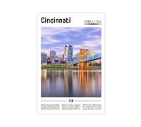 F I N U C B Cincinnati Ohio USA Cityscape Canvas Print - Over-the-Rhine District & Urban Architecture, Ohio River Valley Wall Art for Modern Living Room Unframe 2