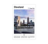 F I N U C B Cleveland Ohio USA Canvas Prints - Lake Erie Waterfront Wall Art, Rock And Roll City Landscapes Poster for Urban Home Decorations 24x36inch(60x90cm)