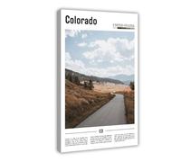 F I N U C B Colorado USA Mountain Highway Canvas Art - Scenic Rocky Mountain Road & Alpine Landscape Print, Road Trip Adventure Wall Decor for Office Frame 12x18i