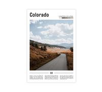 F I N U C B Colorado USA Mountain Highway Canvas Art - Scenic Rocky Mountain Road & Alpine Landscape Print, Road Trip Adventure Wall Decor for Office Unframe 24x3
