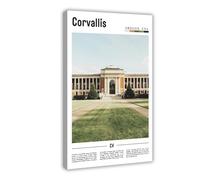 F I N U C B Corvallis Oregon USA Canvas Art - Willamette Valley & Oregon State University Poster, Pacific Northwest College Town Wall Decor Frame 12x18inch