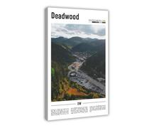 F I N U C B Deadwood South Dakota USA Canvas Print - Historic Gold Rush Town & Black Hills Landscape, Western Frontier Wall Art for Man Cave Frame 16x24inch
