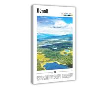 F I N U C B Denali Alaska USA Canvas Print - Highest Mountain Peak & Wilderness Landscape, National Park Wall Art for Adventure Lover & Office Frame 20x30inch