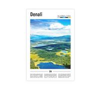 F I N U C B Denali Alaska USA Canvas Print - Highest Mountain Peak & Wilderness Landscape, National Park Wall Art for Adventure Lover & Office Unframe 12x18inch