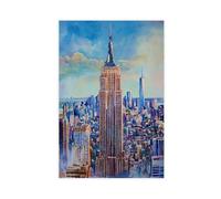 F I N U C B Empire State Building Watercolor Poster Wall Art Empire State Building Wall Hanging Home Décor Gift Art Lovers Canvas Deco Prints Unframe 20x30inch