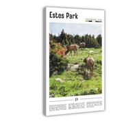 F I N U C B Estes Park Colorado USA Canvas Print - Rocky Mountain Gateway & Alpine Town Landscape, Mountain Resort Wall Art for Cabin & Lodge Frame 20x30inch
