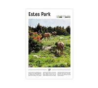 F I N U C B Estes Park Colorado USA Canvas Print - Rocky Mountain Gateway & Alpine Town Landscape, Mountain Resort Wall Art for Cabin & Lodge Unframe 24x36inch