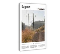 F I N U C B Eugene Oregon USA Canvas Art - Willamette Valley & University of Oregon Landscape, Pacific Northwest City Wall Decor for Office & Study Frame 20x30inc