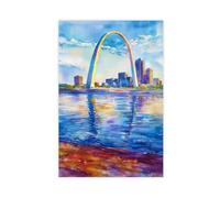 F I N U C B Gateway Arch Watercolor Poster Wall Art Gateway Arch Wall Hanging Home Décor Gift Art Lovers St. Louis Lover Gift Missouri Canvas Deco Prints Unframe